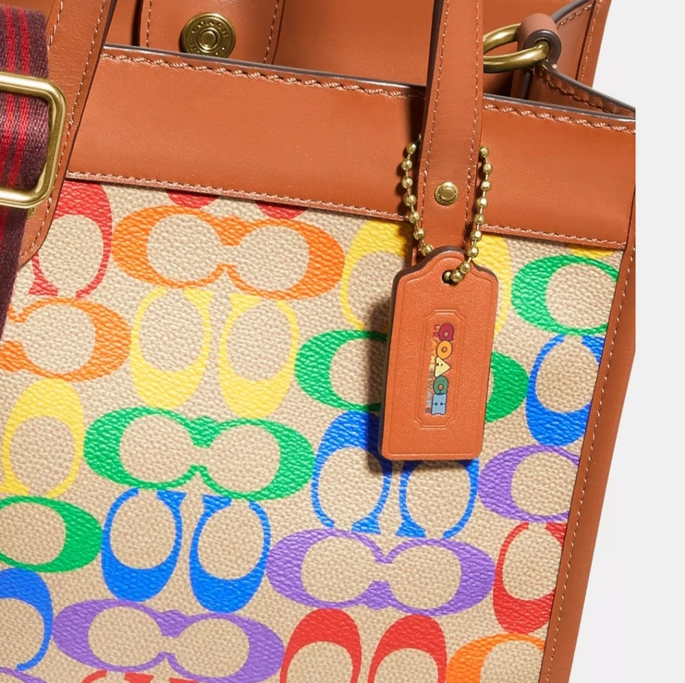 Coach Bags Field Tote 22 Rainbow Signature Canvas Pride Collection - Picture 5 of 15